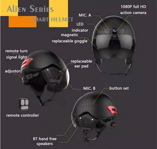 Smart helmet with action camera 1080P RC001HA02D(图1)